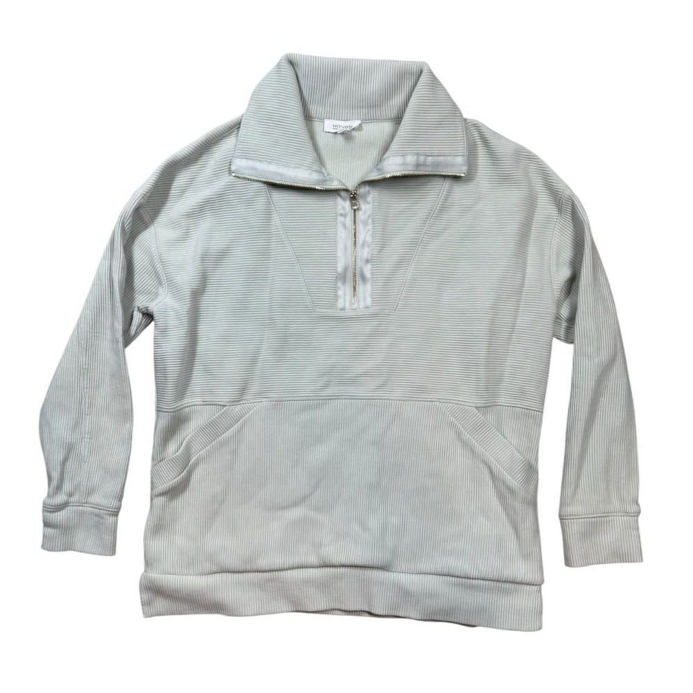 Haven Well Within Women Pale Green Cotton Quarter Zip Pull Over Sweatshirt Large